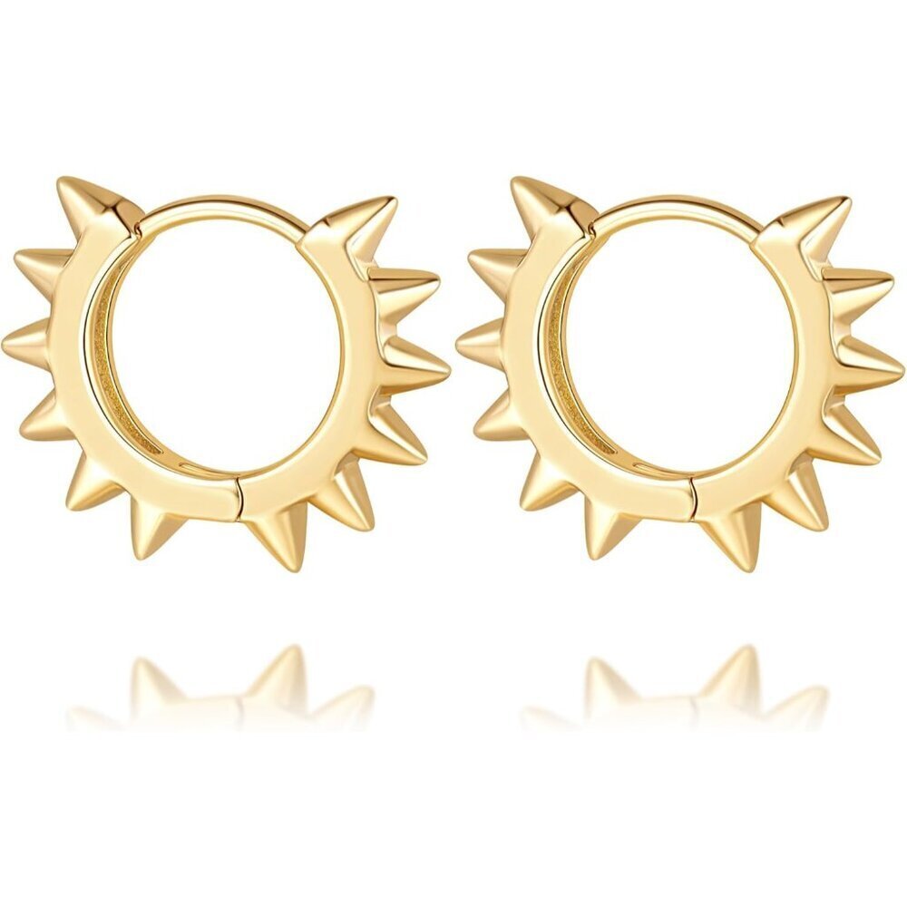14K Gold Hoop Earrings for Women, 20mm, Huggie Style, Rivet-Inspired